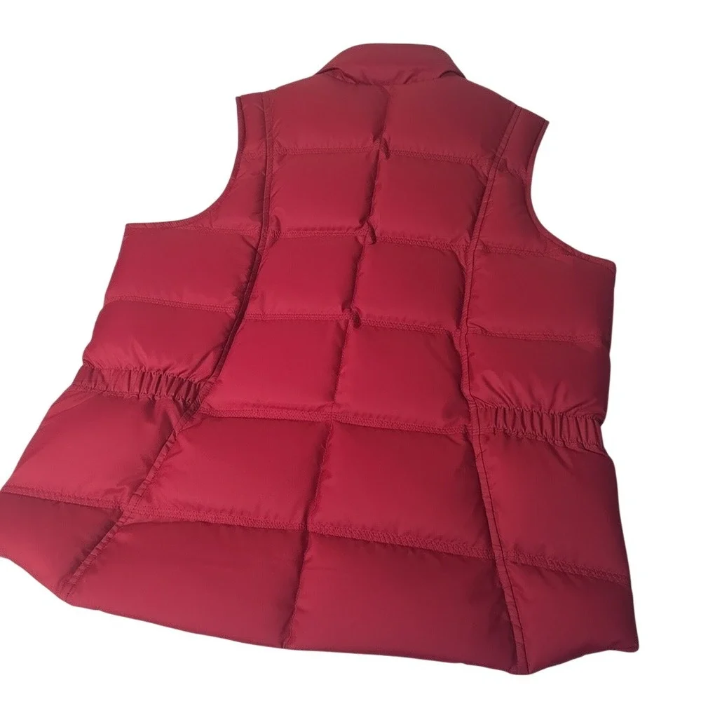 Eddie Bauer Goose Down Vest Men M Red Quilted Puffer Sleeveless Full Zip